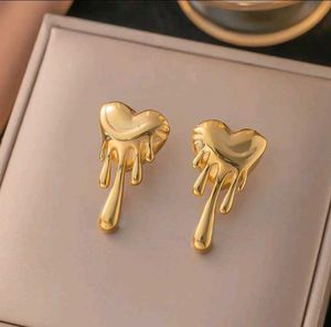 Anti Tarnish Heart With Drop Earrings