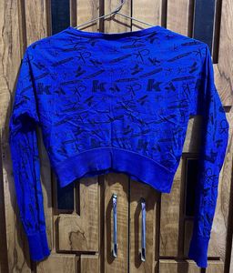 Blue Full Sleeves Crop Top