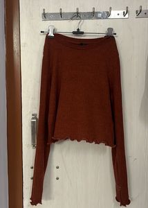 Ribbed Brown Crop Top