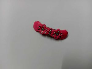 Pink Beaded Hair Clip with Black and White Accents