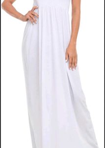 Elegant White Strapless Maxi Dress