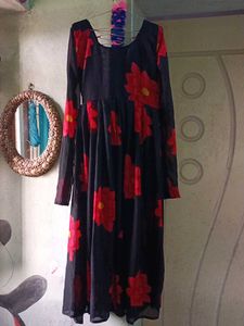 Floral Print Maxi Dress with black skirt