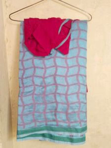 🎀Blue &amp; Pink Sari with Blouse🎀