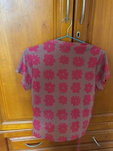Crop Top With Pink Flowers