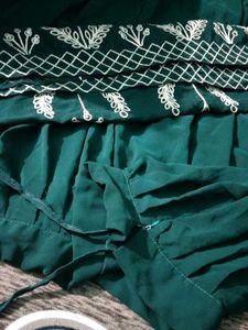 Embroidered Green &amp; Gold Indian Dress