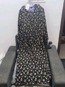 Floral Print A-line Transparent Dress wit...