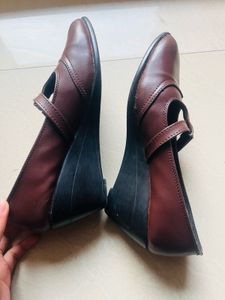 Burgundy Wedge Heel Shoes