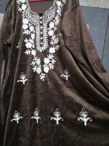 Beautiful Embroidered Velvet Kurta Set