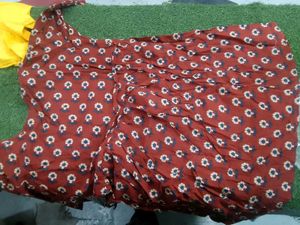 Floral Print Maroon Dress