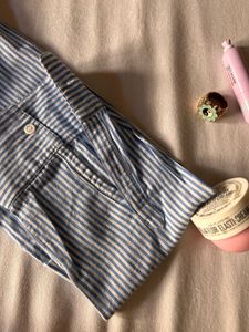 Zara Self Embroided Striped Shirt