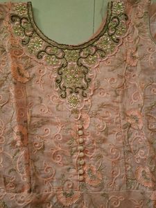 Elegant Peach Embroidered Kurta Set