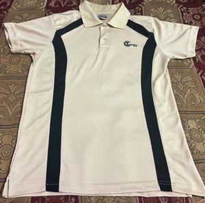 Classic Retro Sports Polo — Beige &amp; Black Stripes
