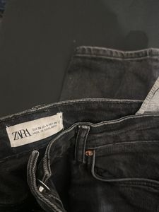 Zara Gray Split Hem Jeans