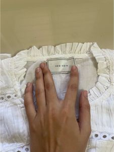 White Ruffle Long Sleeve Top