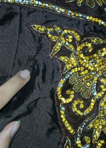 Embroidered Brown Ethnic Gown