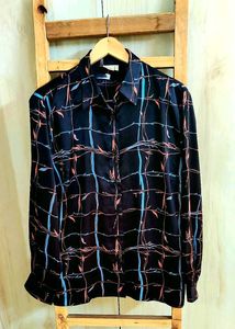 Black Printed Shirt Size-44