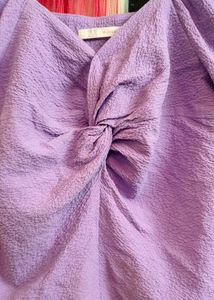 Charming Lilac Twist-Front Top with Puff Sleeves
