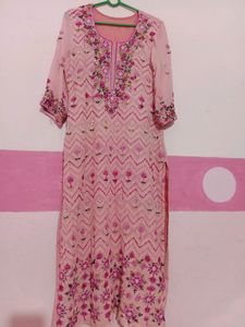 Pink Color Embroidery Suit With Salwar