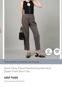 blue colour Key hole Zipper Top