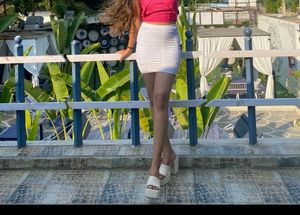 Ruched White Bandeau Skirt