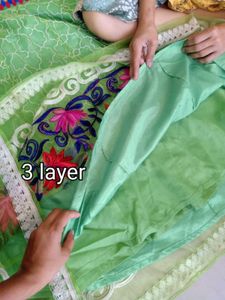 Green Floral Embroidered Skirt