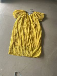 Lovely Yellow Midi With Puff Sleeves