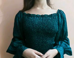 Green Floral Smocked Top