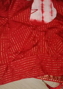 Red White Bangali Type Saree  , Good Quality , Goo