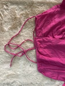 PINK TIE CROP TOP