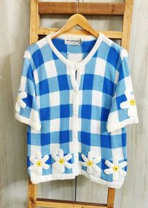 Blue &amp; White Floral Cardigan size-38