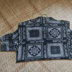 Black &amp; White Bandana Print Casual Shirt – Size M