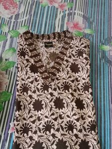 Brown Printed Kurta Set
