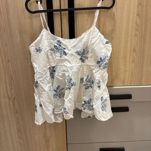 White Floral Embroidered Tank Top