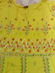 Bright Lemon Yellow Anarkali