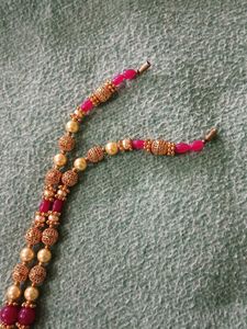 Handmade Gold Beads And Pearls Necklace