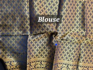 Golden Zari Weaving Black South Silk Saree