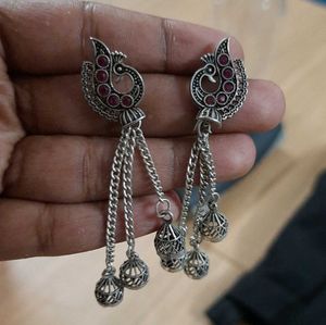 Oxidised Silver Jhumkas