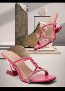 Pink Square Toe Heel Mules