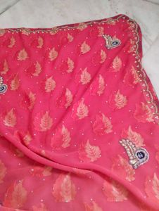 Elegant Pink Embroidered Saree