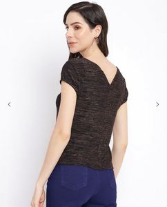 Textured V Neck Top