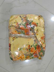 Floral Print Party Wear Yellow Ethnic Dress