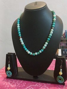Green Fire treated Necklace & Earring Set