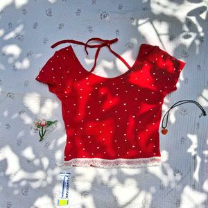 Aesthetic Imported Lace Trim Top♡