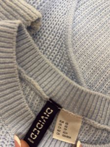 Cute Light Blue backless Knit Sweater