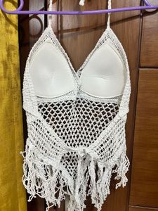 Sexy Crochet Halter Neck Padded Top♥️