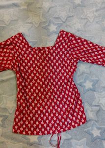Full Sleeves Red Short Kurta ❤️