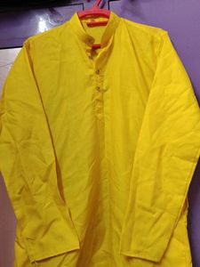 Yellow Cotton Kurta Men