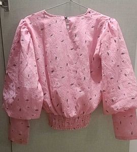 Pink Floral Print Top