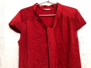 Ofsay Red Tie-neck Top