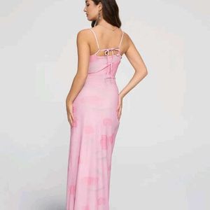 Pink Floral Midi Dress